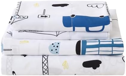 CIMVI Kids Car Themed 4-Piece Microfiber Bedding Set