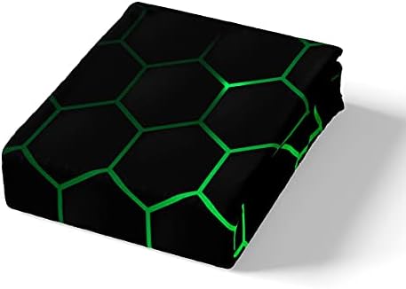 Feelyou Hexagonal Bedding Set Neon Green Black 2Pcs Twin Size