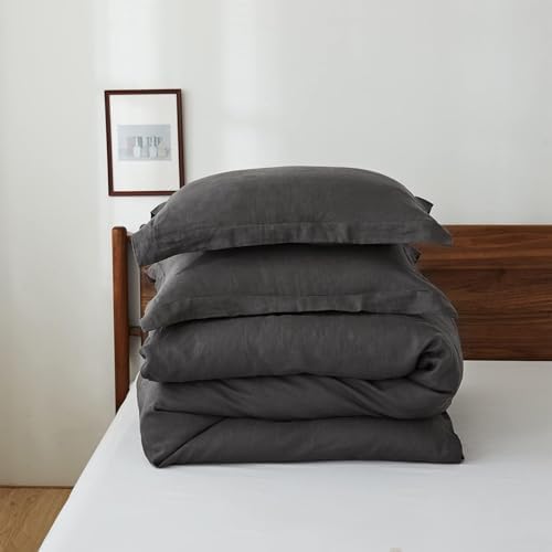 SimpleOpulence Linen Duvet Cover Set Queen Size 3PCS