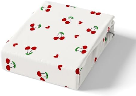 Feelyou Kids Red Cherry Fitted Sheet Set Twin Size