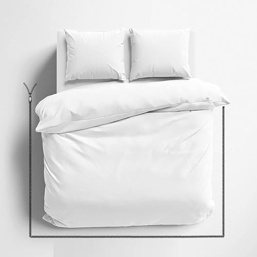3 Side Zipper Queen Duvet Cover Set - White