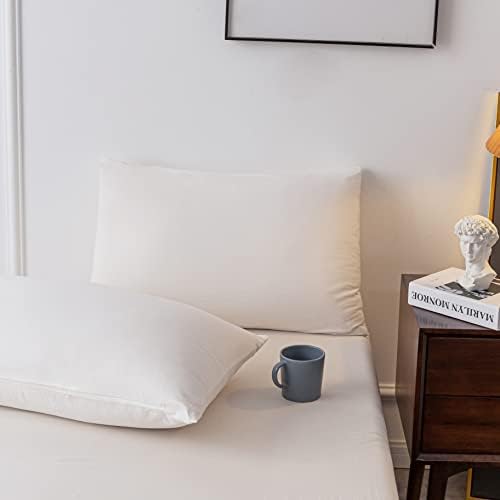 Janlive 100 Cotton Duvet Cover Set Twin - 2 Pieces White
