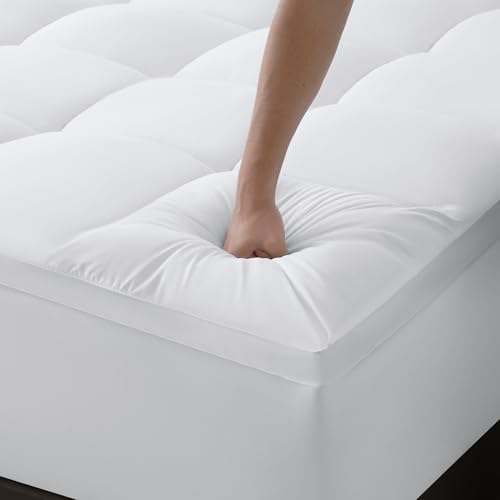 Twin Mattress Topper with Cooling Plush Pillowtop and Deep Pocket Design