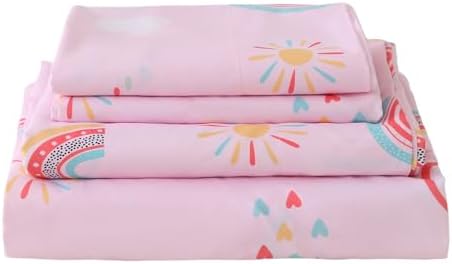 CIMVI Girls Rainbow 4-Piece Full Sheet Set