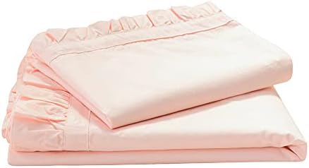 SimpleOpulence Cotton Sheet Set Ruffle 3Pcs Twin Blush Pink