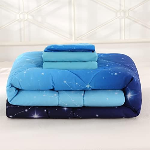 Wowelife Glitter Galaxy Comforter Set Blue 5 Pieces