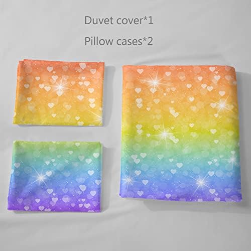 HOSIMA Girls Duvet Cover Set - Twin Rainbow Bedding with 3D Print Technology