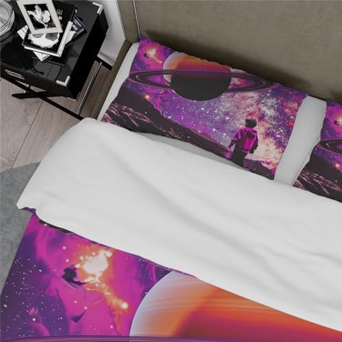 HOBBOY Purple Space Themed Duvet Cover Set
