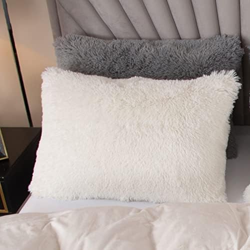 EMME Plush Shaggy Queen Duvet Cover Set 3 Pieces