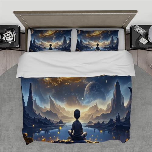 Kids Space Planets Duvet Cover Set 3 Piece