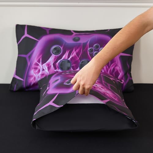 ZRNBAST 3D Purple Fire Gamepad Bed in a Bag Set