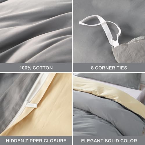 SAPHREAS Grey Duvet Cover Set Twin Size 2 Pieces
