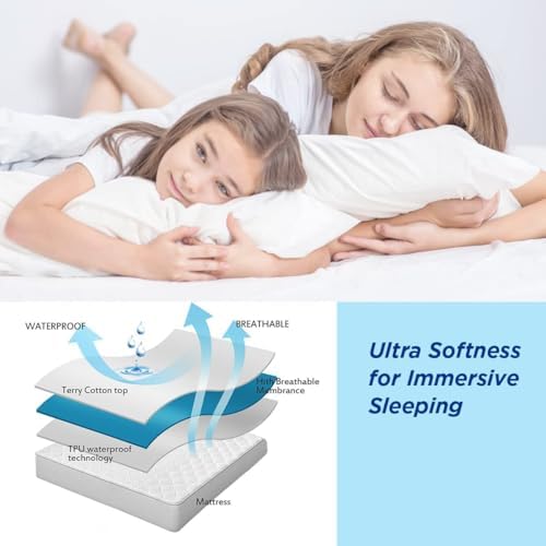 Foifope Waterproof Mattress Pad Terry Cotton Deep Pocket Cover 1