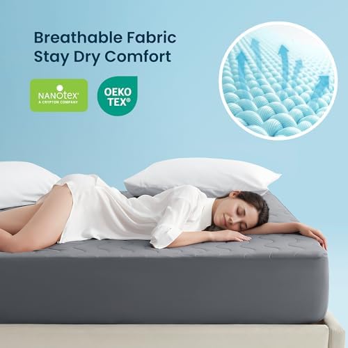 Sleep Zone Queen Cooling Mattress Pad with Waterproof Protection