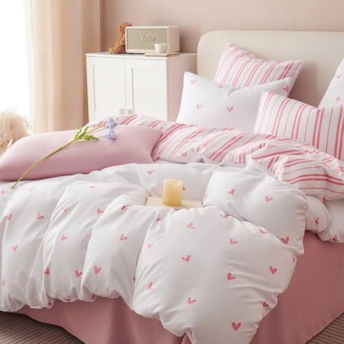 Erwinmu Heart Pattern Duvet Cover Set Twin Size
