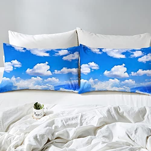 Erosebridal Blue Sky and White Clouds Twin Sheet Set