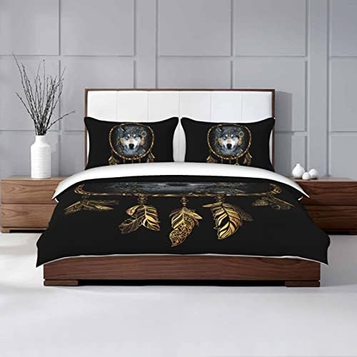 Yilad Wolf Dream Catcher Duvet Cover Set Twin Size 3 Piece