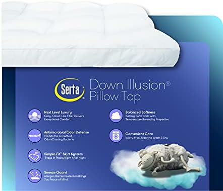Serta Down Illusion 2 Inch Mattress Topper Full White