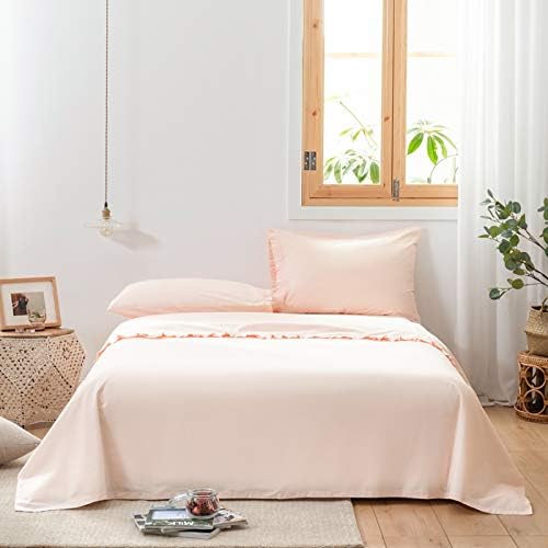 SimpleOpulence Cotton Sheet Set Ruffle 3Pcs Twin Blush Pink