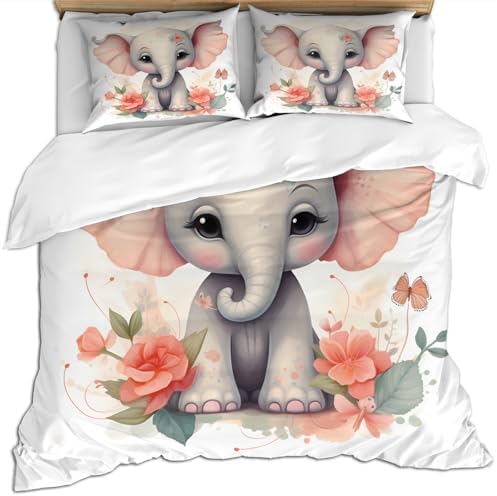 Kids Cute Elephant Duvet Cover Set