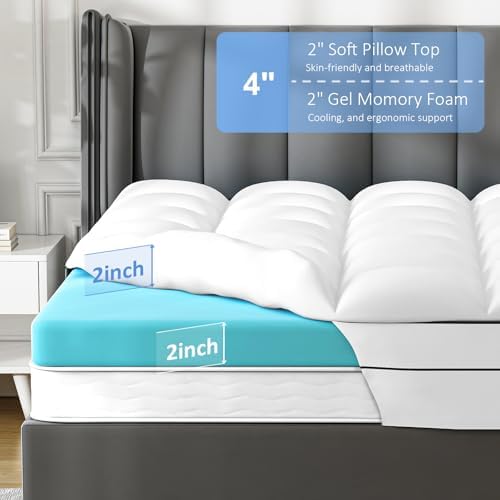 4 Inch Twin Mattress Toppers Dual Layer Cooling and Support