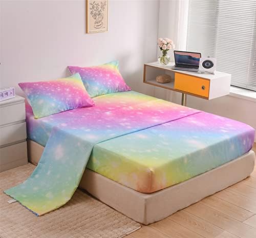 URLINENS Rainbow Sheets Twin 3 Piece Set