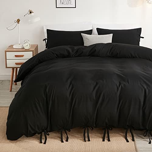 Annadaif Black Duvet Cover King Size 3 Piece Set
