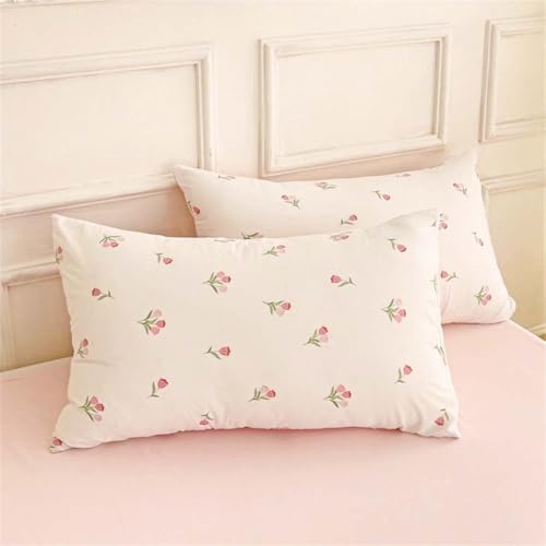 Nayoroom Pink Floral Queen Duvet Cover Set 3 Pcs Microfiber