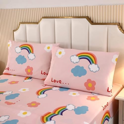 SDY 3PCS Rainbow Fitted Sheet Set for Kids