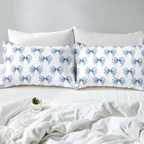 Feelyou Girl Blue Bowknot Queen Sheet Set 4Pcs 1