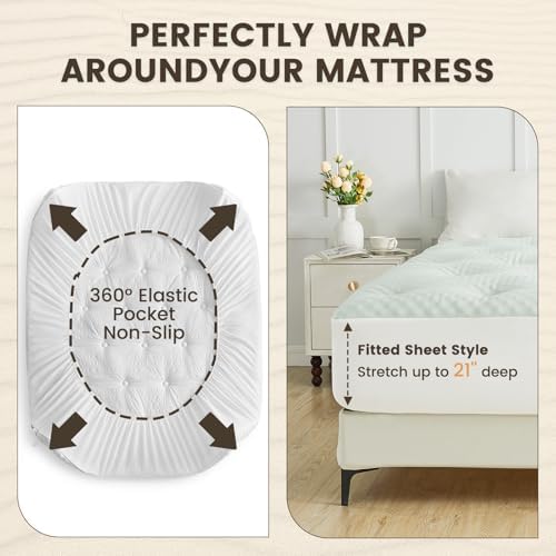 QUIETSEA Reversible Queen Mattress Topper with Bamboo Viscose and Waterproof Cover 1