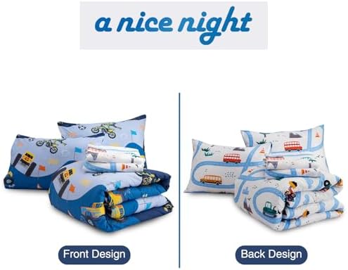 A Nice Night 5Pcs Bed in a Bag Race Car Comforter Set