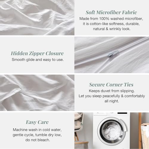 3 Side Zipper Queen Duvet Cover Set - White