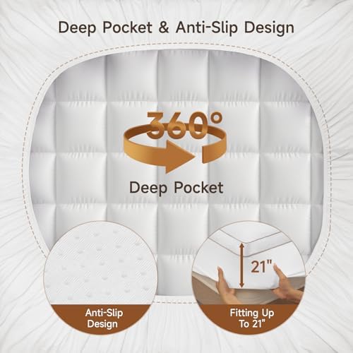 ONBRILL Mattress Topper Queen 80x60x2 with Memory Foam