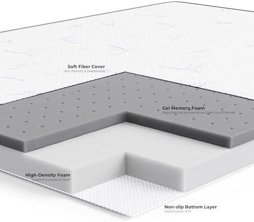 LIKIMIO 4 Twin XL Mattress Topper with Cooling Gel and Memory Foam