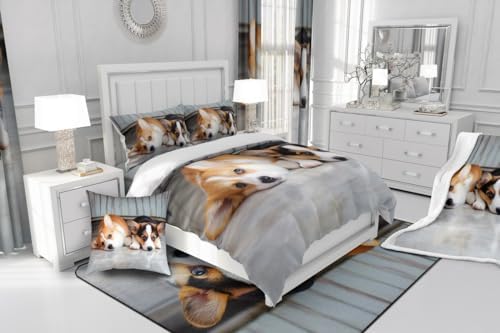 Erosebridal Corgi Duvet Cover Set Queen Size 1