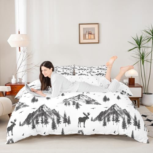 Jejeloiu Cute Deer Duvet Cover Set 3Pcs