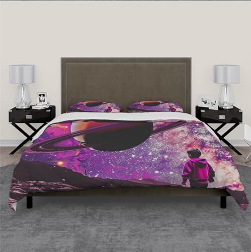 HOBBOY Purple Space Themed Duvet Cover Set