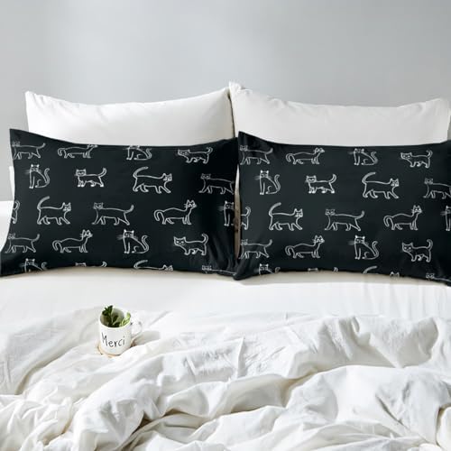 Castle Fairy Cute Cat Duvet Cover Set Queen Size 3 Pieces