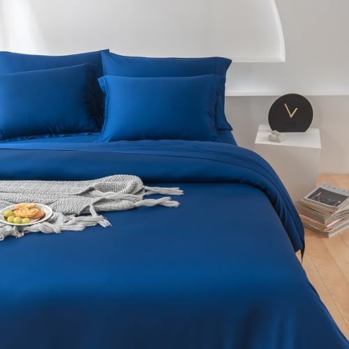 Oasis Bamboo Duvet Cover Set Cooling Navy Full Queen 1