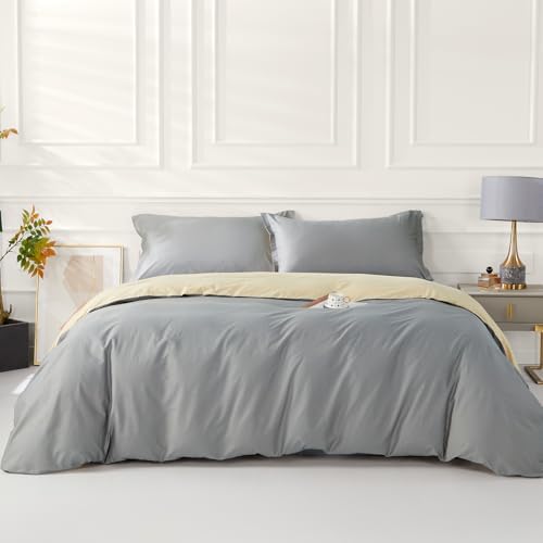 SAPHREAS Grey Duvet Cover Set Twin Size 2 Pieces
