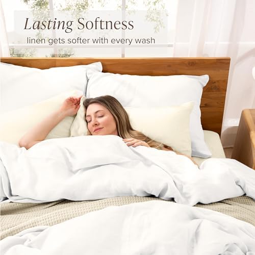 Bare Home Linen Duvet Cover Set - TwinTwin XL Soft White