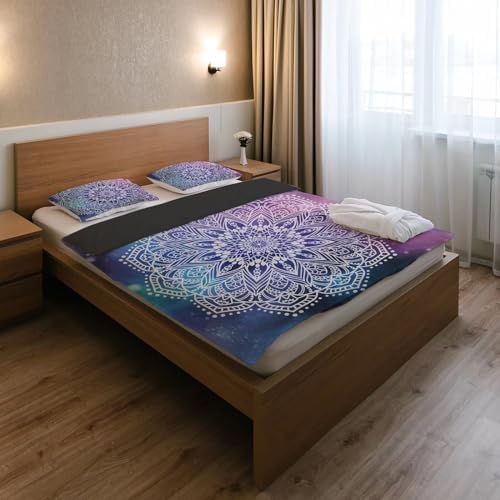 3Pcs Mandala Floral Bohemian Duvet Cover Set Twin Mandala Purple