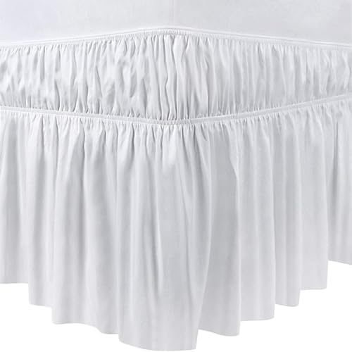 3 Sided Elasticated Dust Ruffle Bed Skirt White 700 TC Egyptian Cotton