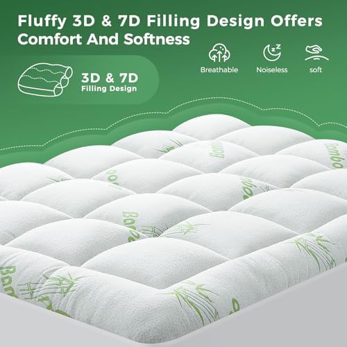 HYLEORY Bamboo Viscose Mattress Topper Queen Size Cooling