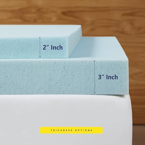 Sweet Home Collection 2 Inch Gel Memory Foam Mattress Topper Queen Blue
