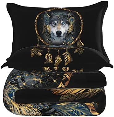 Yilad Wolf Dream Catcher Duvet Cover Set Twin Size 3 Piece