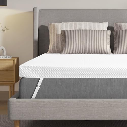 Wellos 2 Inch Gel Memory Foam Mattress Topper Full White