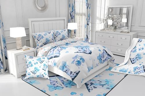 Feelyou Blue Cowgirl Boots Bed Sheet Set Twin Size 1