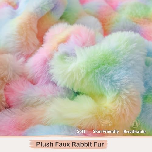 LIFEREVO Fluffy Faux Rabbit Fur Duvet Cover Set
